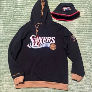 Mitchell & Ness Sixers Black and Tan Hoodie